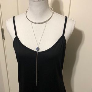 NWT Silver Tone Necklace with Blue Pendant